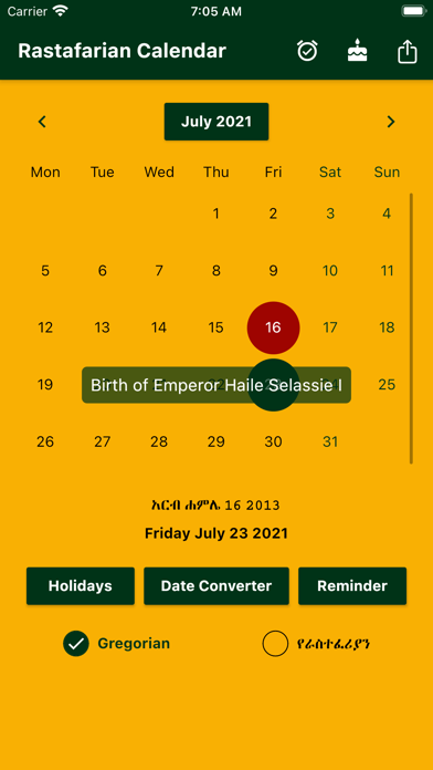 Rastafarian Calendar Ekran Görüntüleri