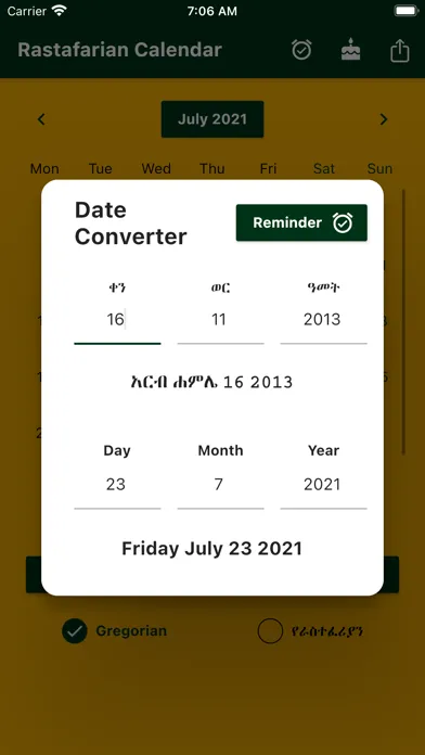 Tangkapan layar Rastafarian Calendar