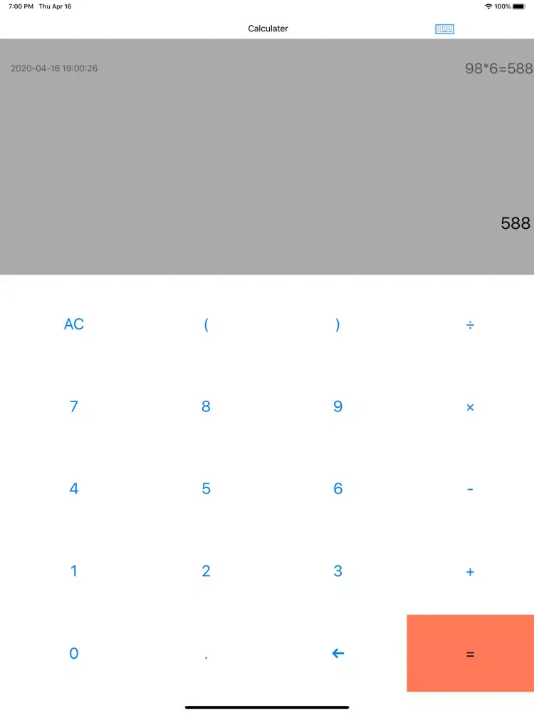 Simple Calculater iPad  سکرین شاٹس
