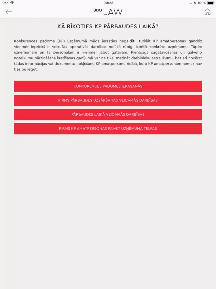 Zrzuty ekranu BDO Law Latvija iPad 