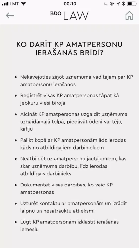Zrzuty ekranu BDO Law Latvija