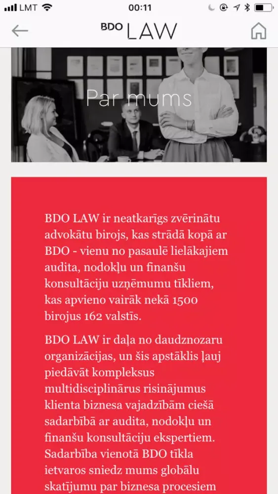 Zrzuty ekranu BDO Law Latvija