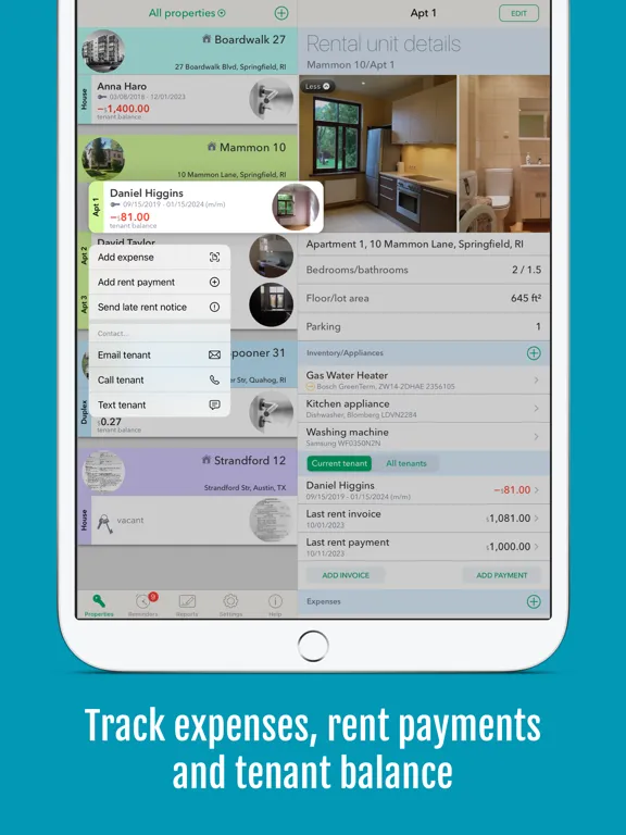 Landlordy Property Management iPad  Ekran Görüntüleri