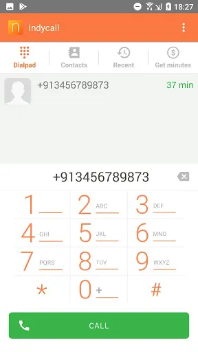 Zrzuty ekranu IndyCall - calls to India