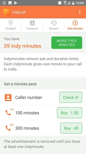 Zrzuty ekranu IndyCall - calls to India