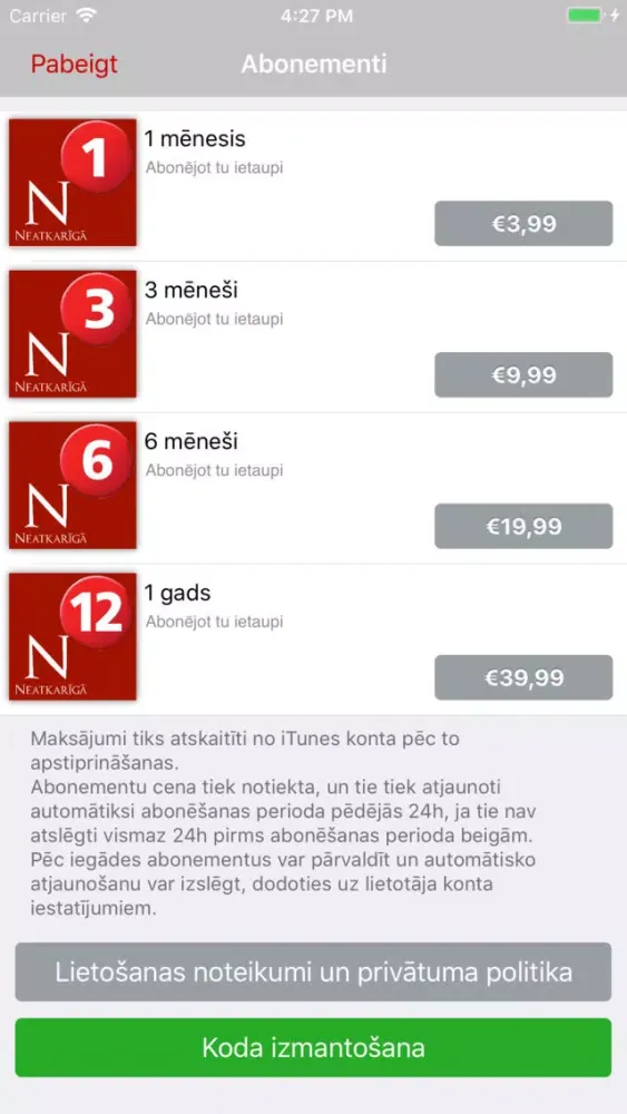 Capturas de tela do Neatkarīgā