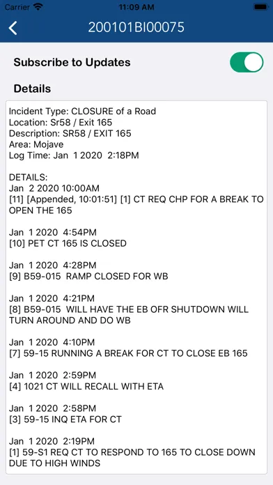 Tangkapan layar California 511 Road Conditions