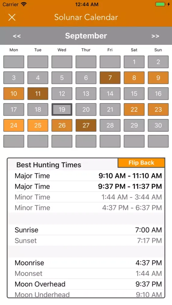 Скриншоты Best Hunting Times Calendar
