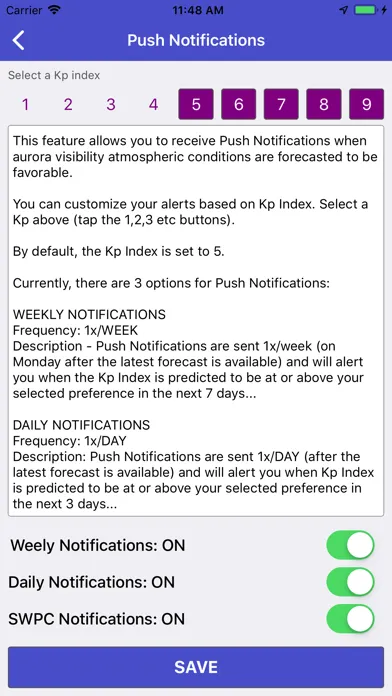 Zrzuty ekranu Aurora Forecast & Alerts