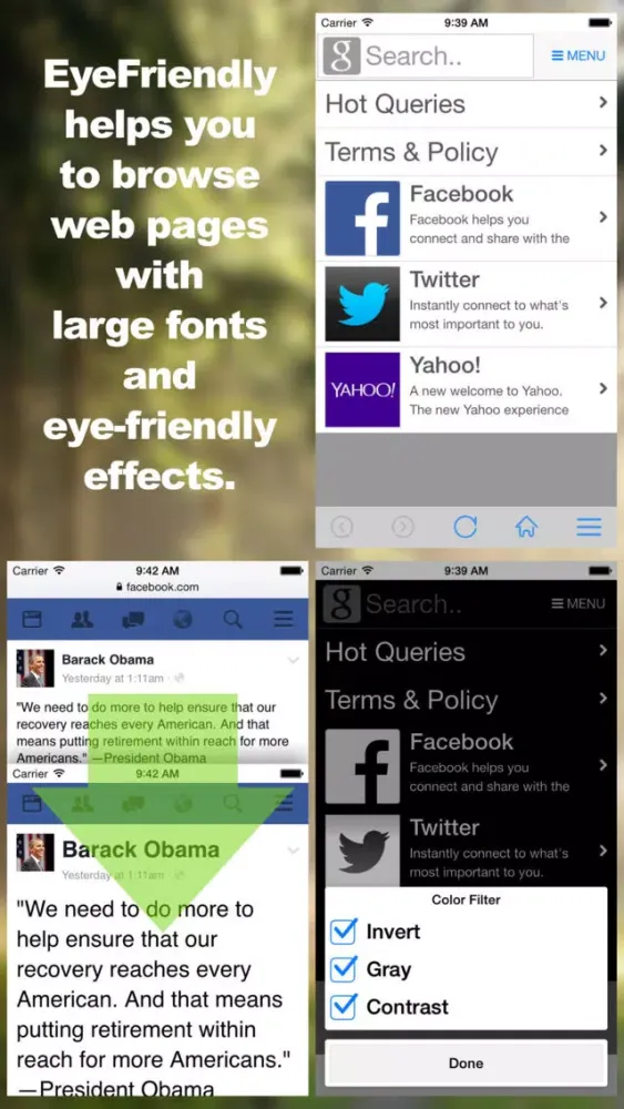 Capturas de pantalla de EyeFriendly - Use FB/TW comfortable with large fonts! for aged or weakened eyesight.