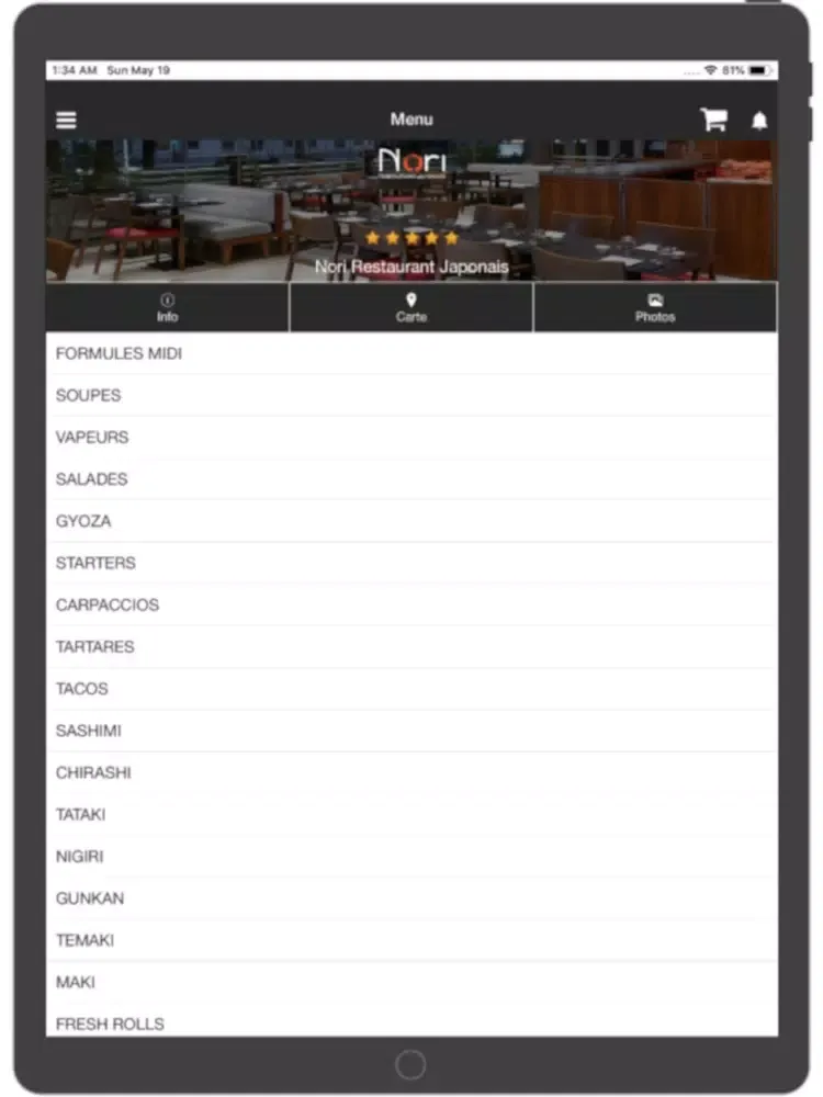 Capturas de pantalla de Restaurant Japonais Nori iPad 