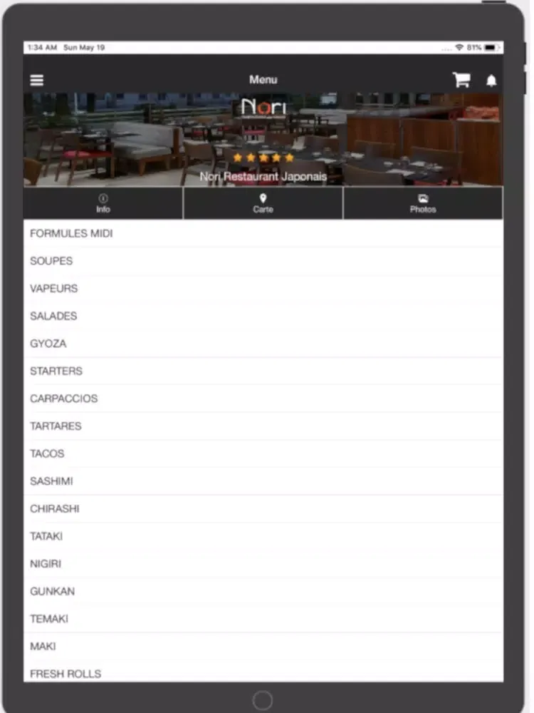Capturas de pantalla de Restaurant Japonais Nori iPad 