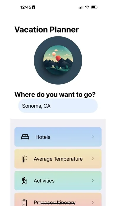 Vacation: Plan with AI Screenshots