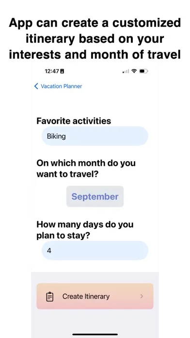 Vacation: Plan with AI Screenshots