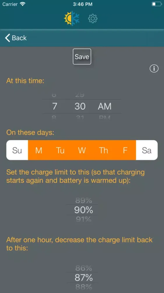 Tangkapan skrin Smart Battery Prep: For Tesla