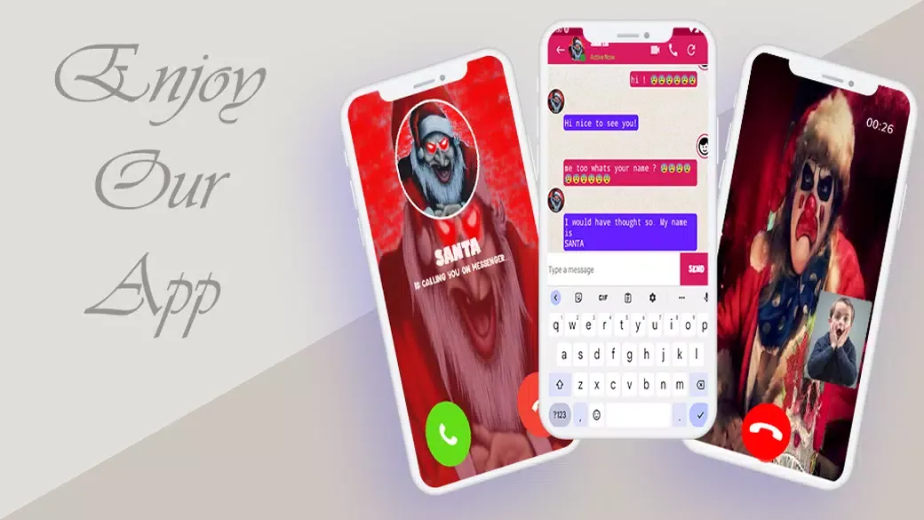 Screenshot di scary Santa: video call prank