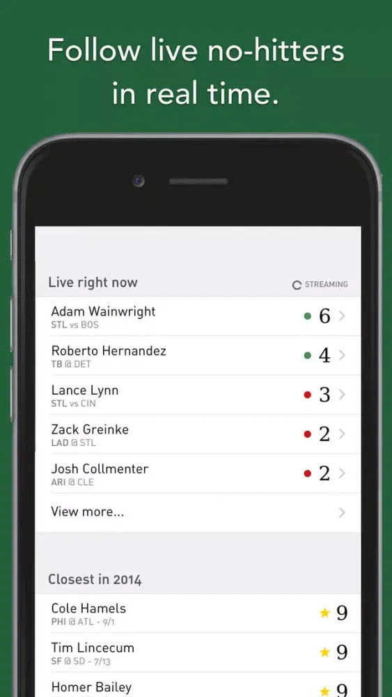 Capturas de pantalla de No-Hitter Alerts