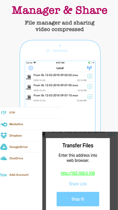 Capturas de tela do iCompressor: Shrink Clip Size
