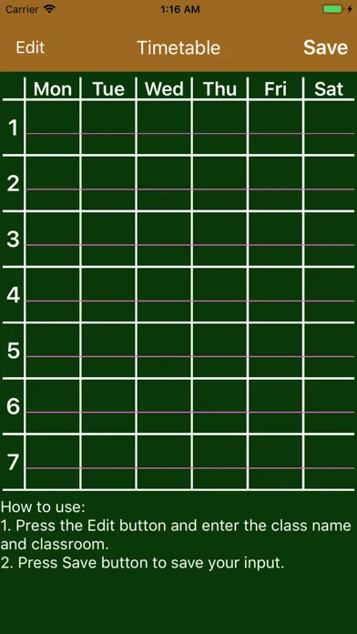 Timetable for making notes Screenshots