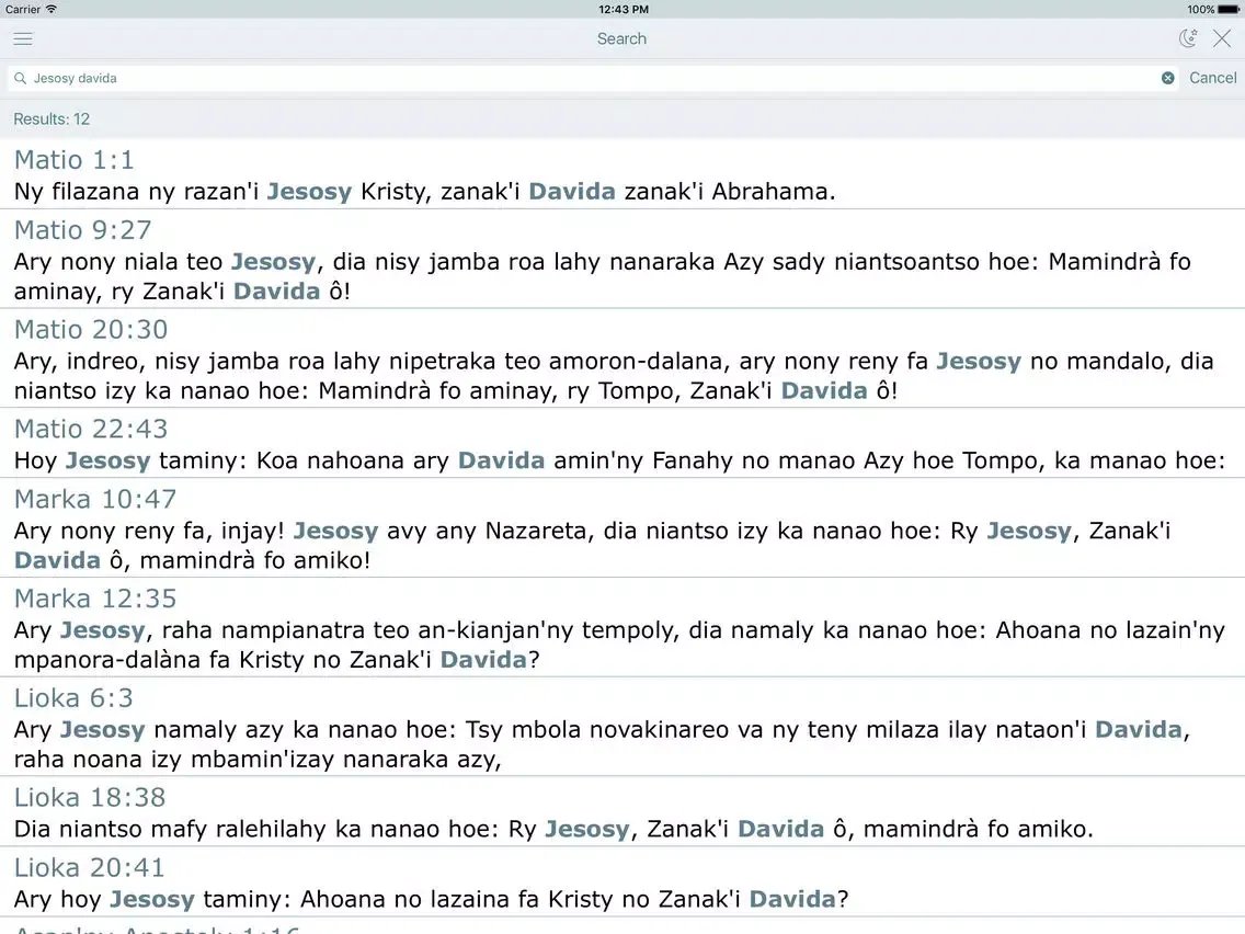 Скриншоты Baiboly (Malagasy Holy Bible) iPad 