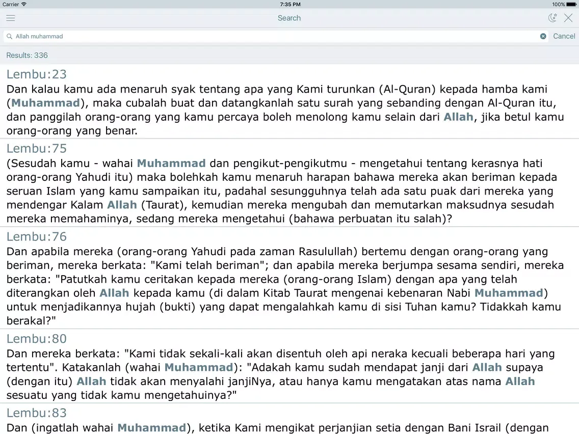 Captures d'écran de Al-Quran dalam Bahasa Melayu (Quran in Malay) iPad 