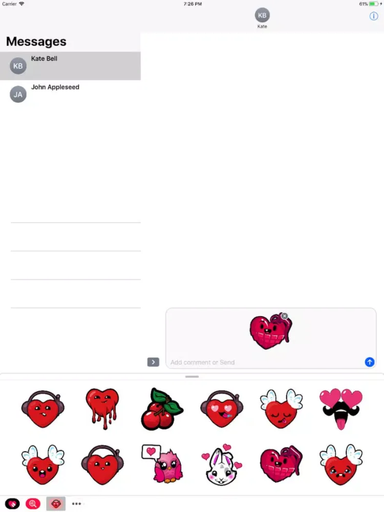 Tangkapan layar Cute Heart Sticker iPad