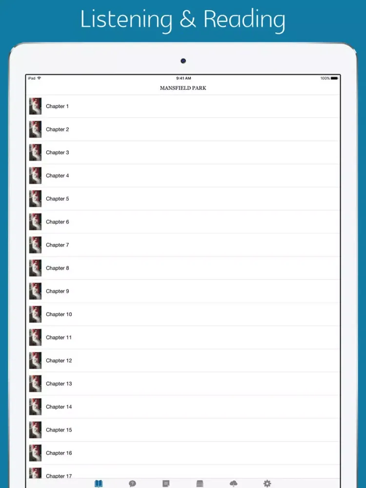 Capturas de tela do Mansfield Park - quiz, sync transcript iPad 