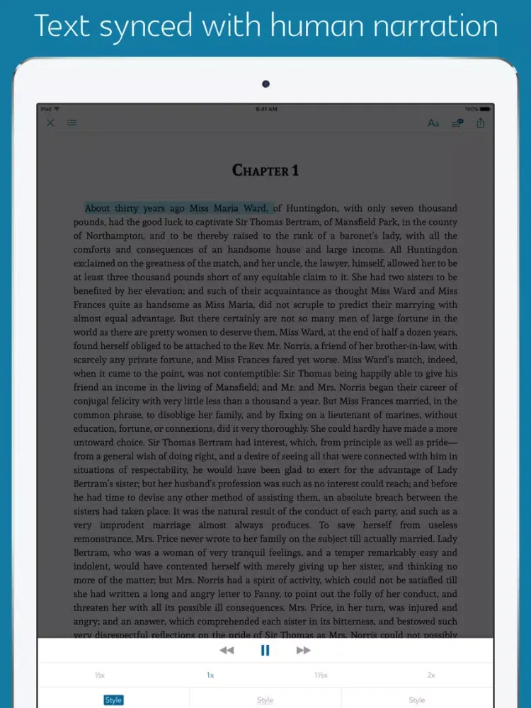 Capturas de tela do Mansfield Park - quiz, sync transcript iPad 