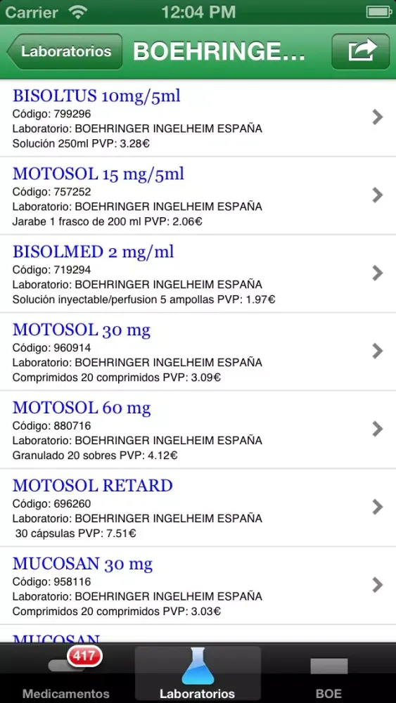 417 Medicamentos Excluidos Ekran Görüntüleri