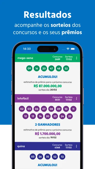Скриншоты Loterias: Resultados e Gerador