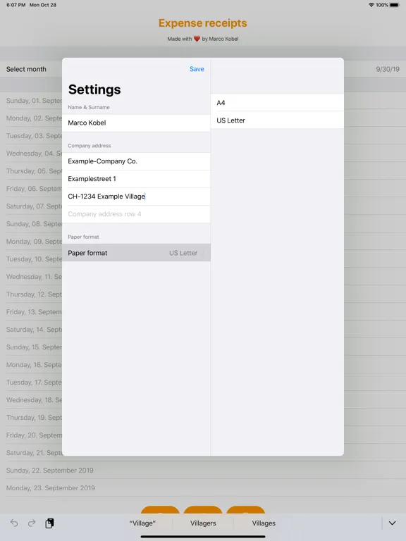 Expense receipts iPad  Screenshots