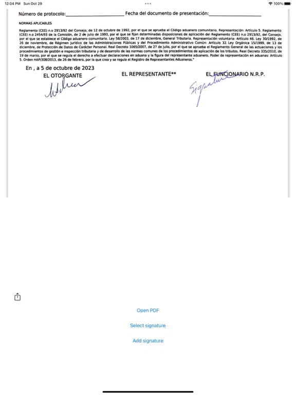 Tangkapan skrin SignDocPDF iPad 