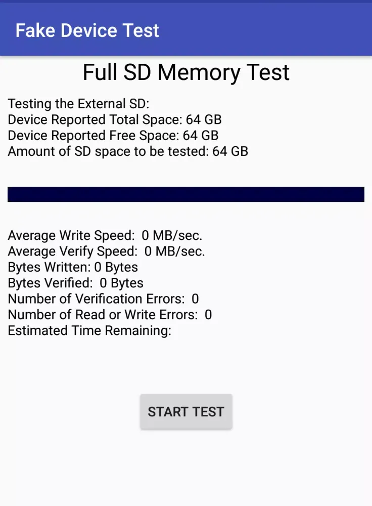 Ảnh chụp màn hình của Fake Device Test