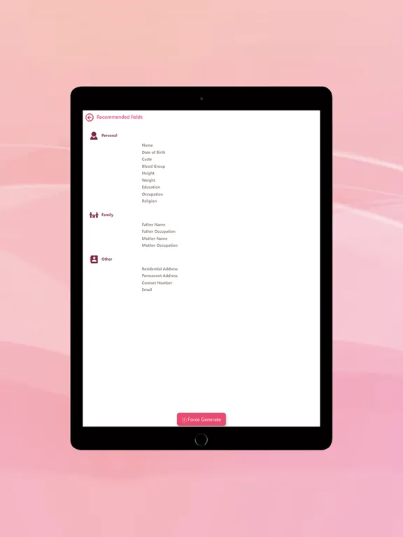 Marriage biodata profile maker iPad  스크린샷