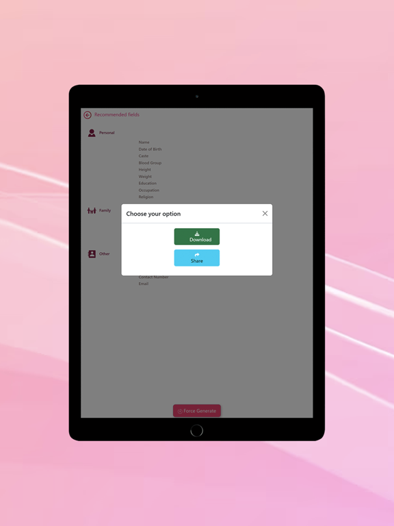 Tangkapan layar Marriage biodata profile maker iPad 