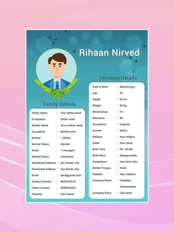 Marriage biodata profile maker iPad  스크린샷