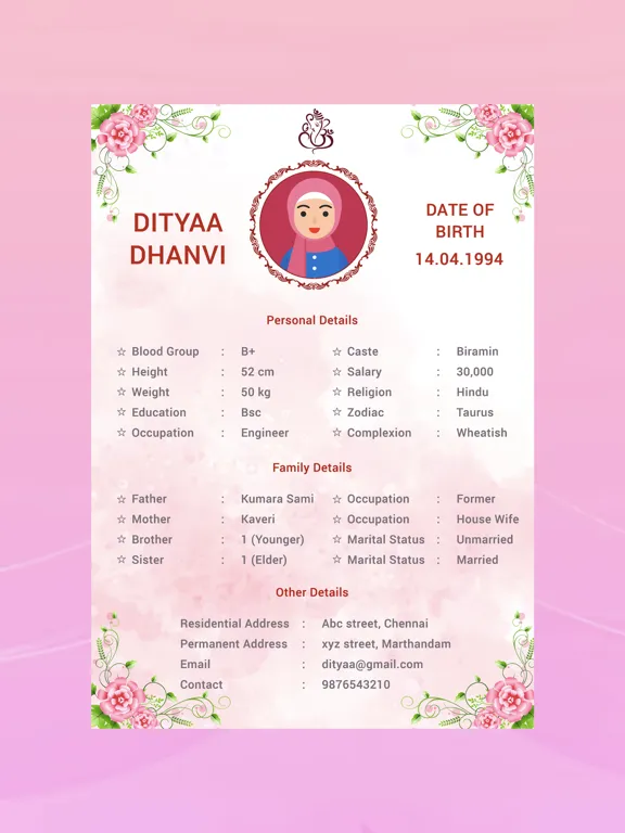 Marriage biodata profile maker iPad  스크린샷