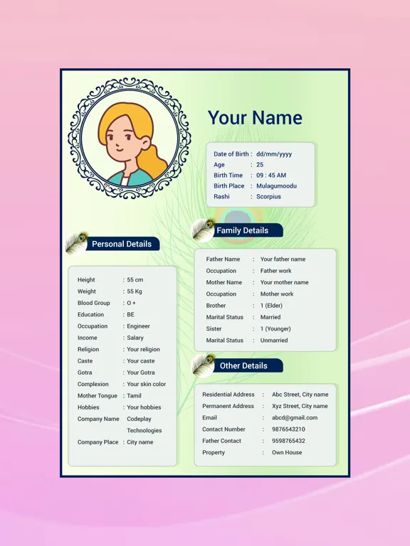 Marriage biodata profile maker iPad  스크린샷