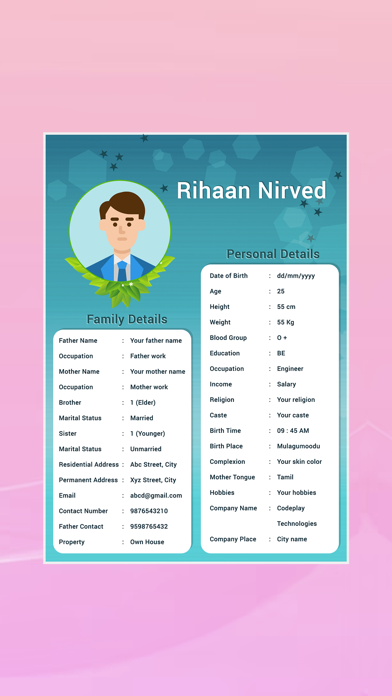 Tangkapan layar Marriage biodata profile maker