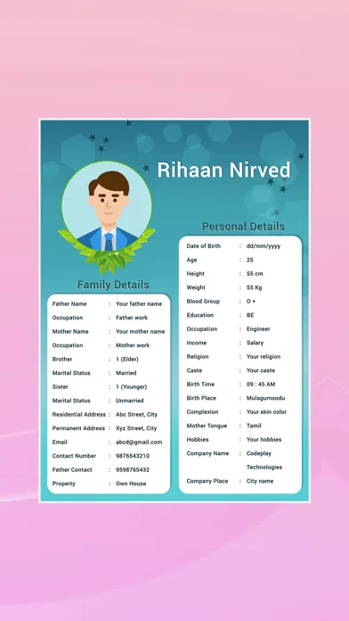 Marriage biodata profile maker 스크린샷