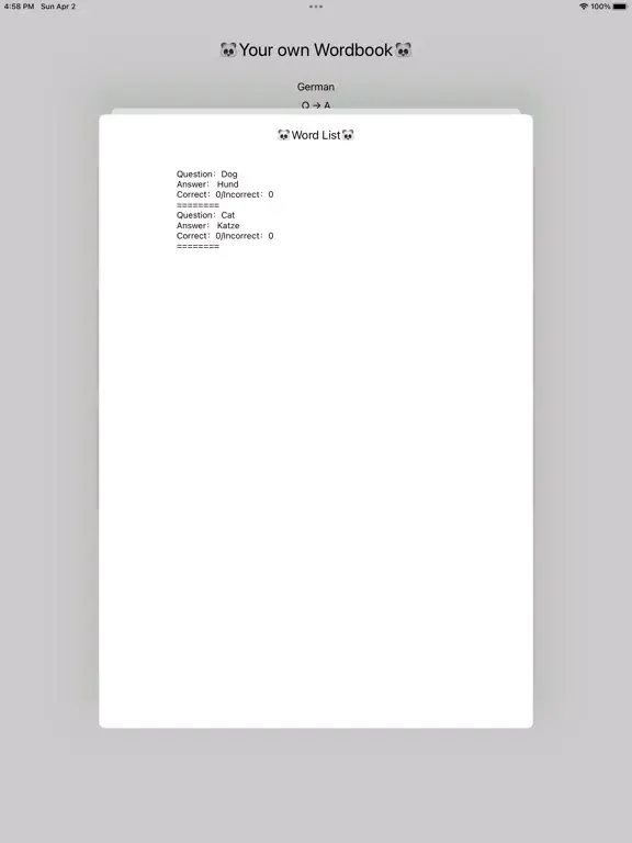 Скриншоты Panda with Your Own Wordbook iPad 