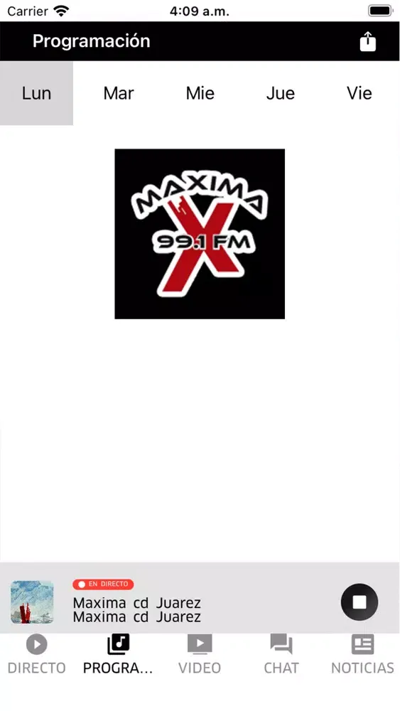 Tangkapan skrin Maxima 99.1 Juarez