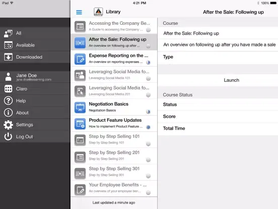 Ảnh chụp màn hình của Ability mLearning Player iPad 