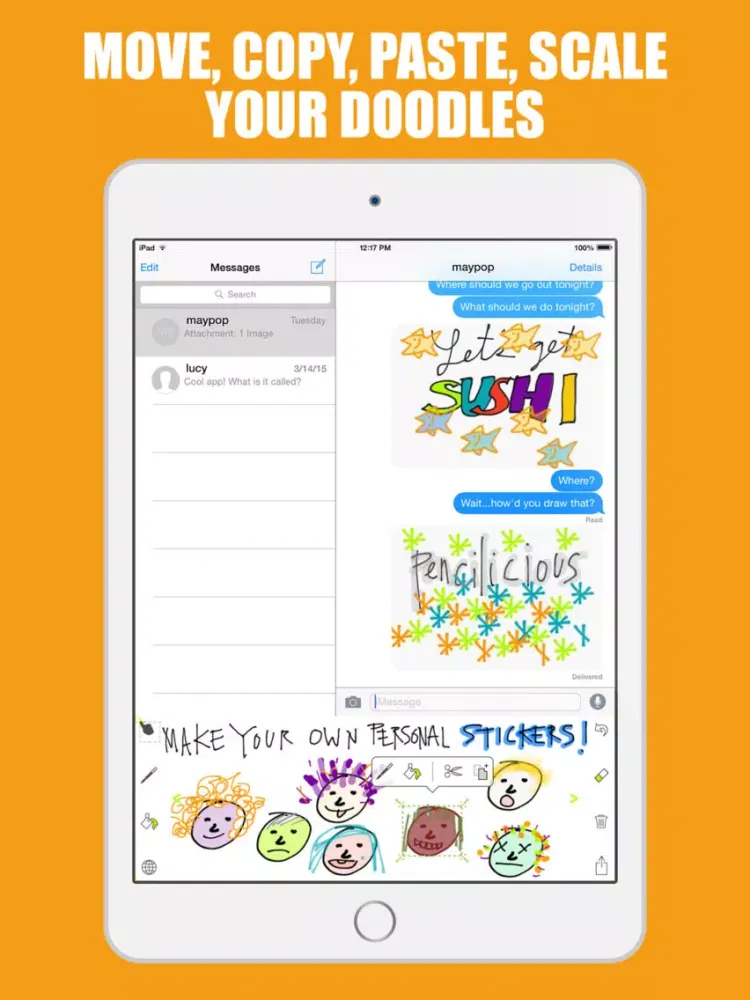 Pencilicious Doodle Message Keyboard iPad 应用截图