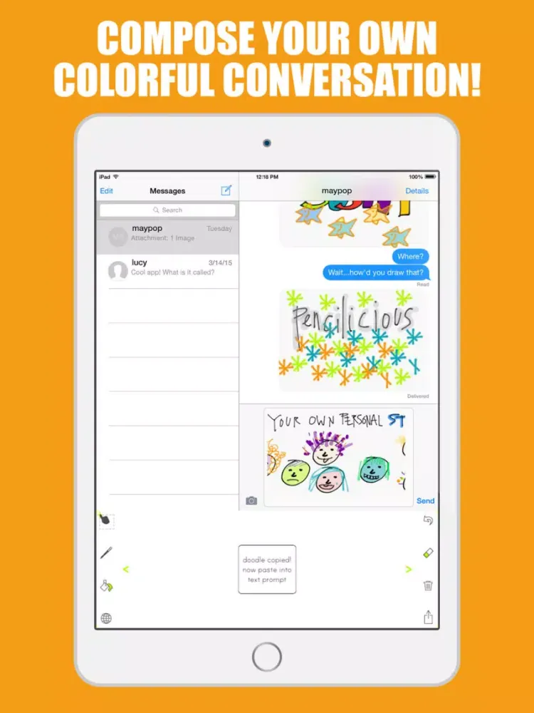 Pencilicious Doodle Message Keyboard iPad 应用截图