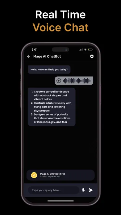 Screenshot di Mage AI Chatbot