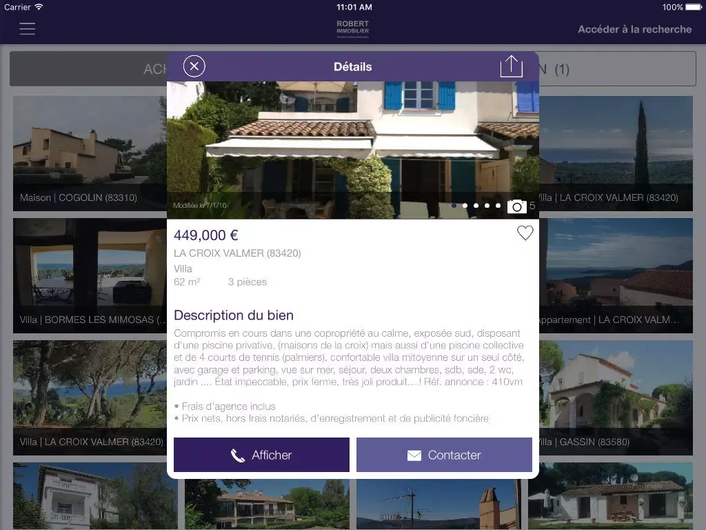 Capturas de tela do AGENCE ROBERT IMMOBILIER iPad 