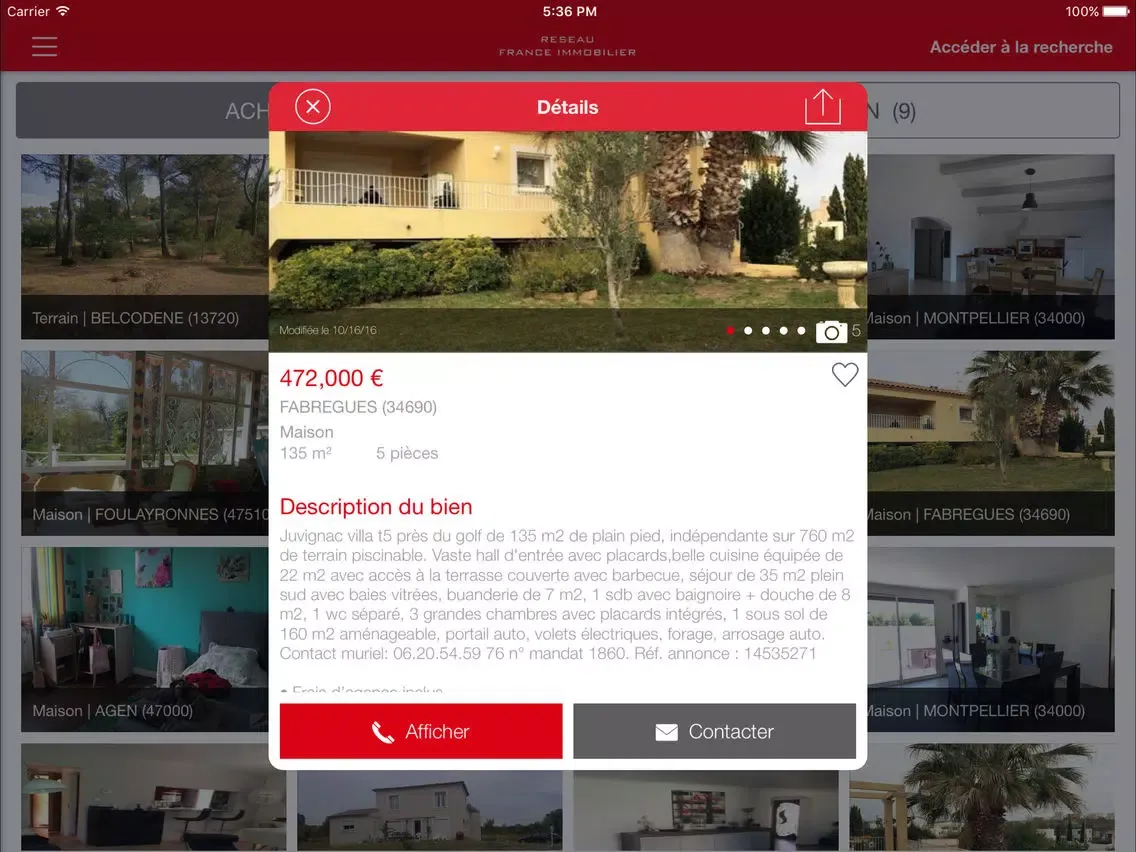 RESEAU FRANCE IMMOBILIER iPad  스크린샷