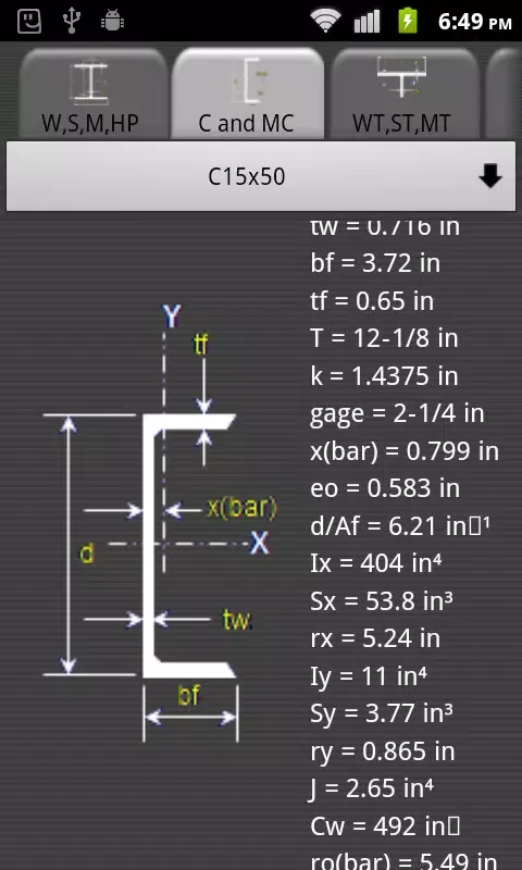AISC Steel Tables Ekran Görüntüleri