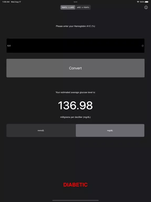 Скриншоты Hemoglobin A1C Calculator iPad 